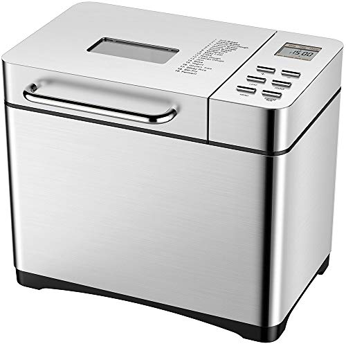 KBS Automatic Bread Machine, 2LB Stainless Steel Bread Maker with Fruit Nut Dispenser, Nonstick