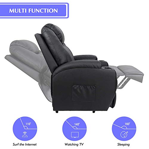 Homall Recliner Chair with Massage Single Living Room Huge Thick Padded