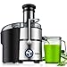 Juicer, Oneisall Juice Extractor 800W Easy to Clean Extractor Press Centrifugal Juicer Machine, Wide 3” Feed Chute for Whole Fruit Vegetable, Anti-drip, High Quality, BPA-Free, Large, Silver
