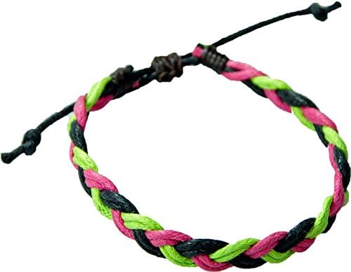 Black Pink Light Green Braided Lucky Vintage Handmade Art Thai Style Boho Tribal Design Asian Hippie Wax-coated Rope Knitted Wristband Bracelet From Chiangmai Thailand