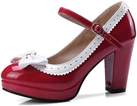 HILIBWoman's High Heel Lolita Shoes Cute Bowknot Mary Jane Shoes