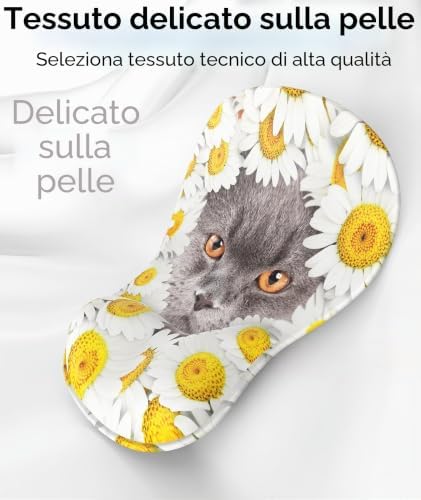 Tappetino Mouse con Poggiapolsi Gel,Ergonomico Mouse Pad con Base Antiscivolo per Casa e Ufficio(Gattino-3)