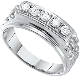 Roy Rose Jewelry 10k White Gold Mens Masculine Traditional Round Diamond Nugget Wedding Band 1/2 Carat tw ~ Size 10