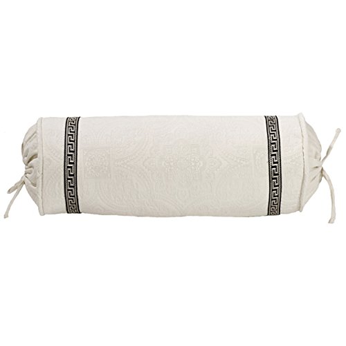 HiEnd Accents FB4162P7 Augusta Matelasse Neck Roll with Greek Key Trim, 8