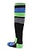 Kids'Merino Wool Ski Socks w/Moisture-Wicking Full Terry Ski Socks for Kids Youth Ski Socks Ski Socks Girls, Blue/Lime/Charcoal Stripe, 9-12 Years