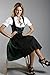 Bavarian Women's Midi Dirndl Dress 3-Pieces with Apron and Blouse Black Green