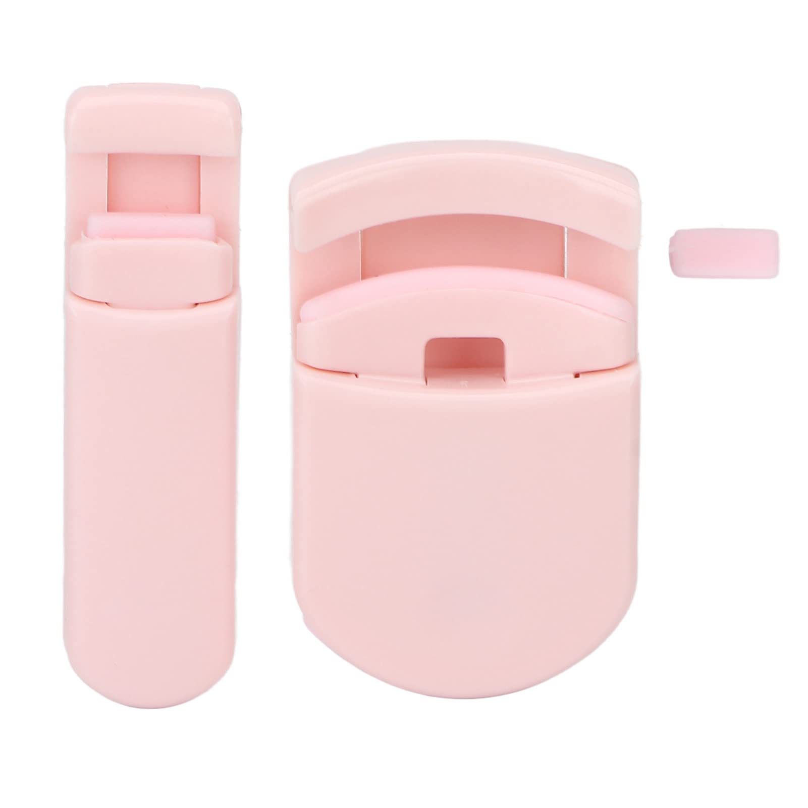 Eyelash Curler Fast Heating Thermal Eyelash Curler with Silicone Filling Portable Mini Tool Set (Pink)