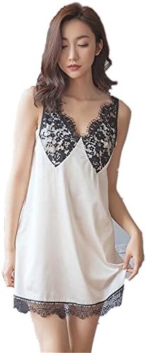 Summer White Lace Short Sexy Sleeping Dress Woman Skirt Sling Extreme Lure Silk