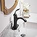 Homevacious Bathroom Sink Faucet Single Handle Oil Rubbed Bronze Bath Stream Lavatory Vanity One Hole Lever Basin Mixer Tap Deck Mount Low-Arc Long Spout Commercial Supply Hose Lead-Free