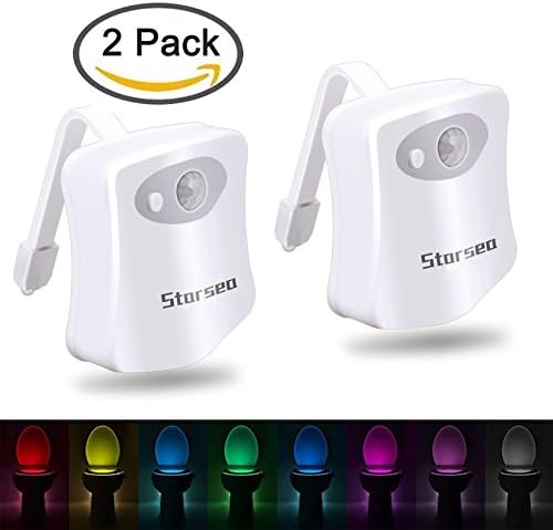 2Pack - Starsea New Motion Activated LED Toilet Night Light, Toilet Bowl Light, Motion Sensing Night Light - 8 Colors Changes