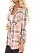 Jug&Po Womens Casual Cuffed 3 4 Long Sleeve Plaid Button Down Shirts Blouse Tops (X-Large, SZ Pink)