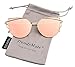TrendyMate-Womens Street Fashion Metal Twin Beam Flat Mirror Lens Cat Eye Sunglasses … (Gold/Pink, 57mm)