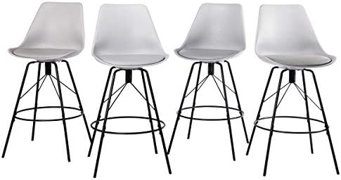 Changjie Furniture 26 Inch Modern Metal Bar Stools for Indoor-Outdoor Kitchen Counter Height Barstools Set of 4­ (26 inch, 04 Gray)