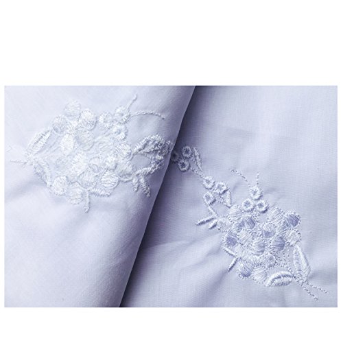 6 Pack of Ladies Embroidery Cotton Handkerchiefs Lace Border White Hankies - Thumbnail 6
