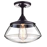 CLAXY Vintage Metal Glass Ceiling Light 1-Light