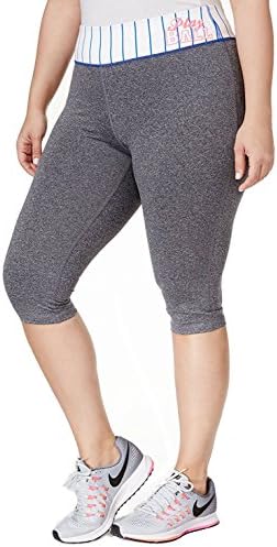 Material Girl Women's Plus Size Play Ball Capri Leggings Heather Gray 3X