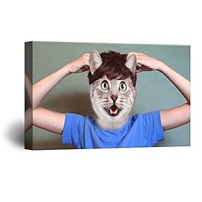 Canvas Wall Art Interesting Animal Head Portraits Painting Artwork for Home Prints Framed - 12x18 inches