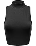 FPT Womens Sleeveless Mock Neck Crop Top