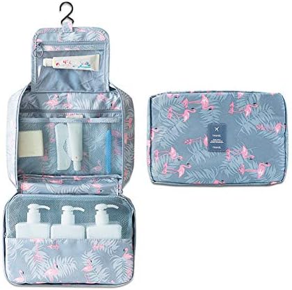 Hanging Travel Toiletry Bag, Women and Girls Waterproof Travel Cosmetic Makeup Organizer Accessory Storage Bag, Flamingo