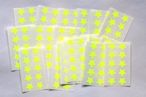 175 Star Fluo Yellow Stickers - Sticky Coloured Self Adhesive Labels for Colour Coding