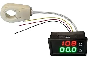 Hall Effect Waterproof Voltmeter Ammeter, Dual Digital Readout, DC 0-300V, Multiple Current Ranges 50A 100A 200A 400A, Compac