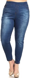 JviniWomen's Stretch Pull-On Jeans Skinny Ripped Distressed Denim Jeggings Regular-Plus Size