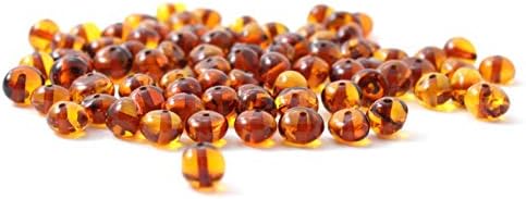 TipTopEco Loose Baltic Amber Beads - 10 Grams - Cognac Color - 4-5 mm Size and with Pre-drilled Holes (Polished Cognac)