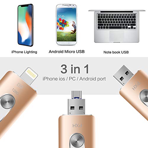 UPSTONE USB 3.0 128GB iPhone Flash Drive For iPhone X XR XS MAX, Photo Stick For iPhone 6, iPhone 6 Plus, iPhone 8 Plus, iPad Pro, External Storage for iPhone iPad USB (PINK128) 