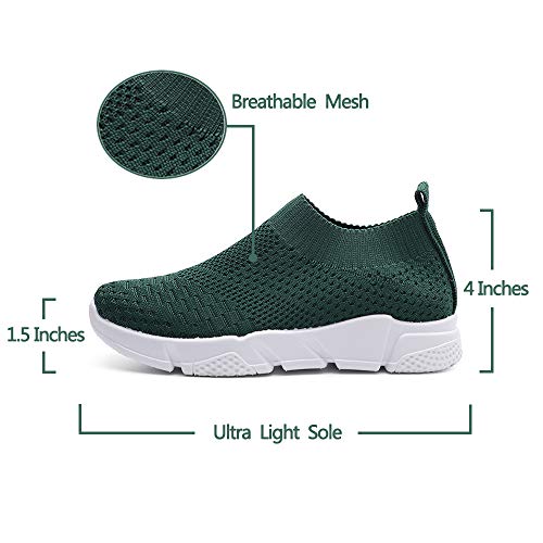 DRKA Women's Athletic Mesh Walking Shoes, Lightweight and Breathable Slip-on Sneakers（17909-green-39） - Thumbnail 2
