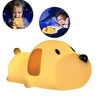 LED Night Light for Kids ，Soft Silicone Puppy LED Lamp with Sensitive Touch Control, Baby Nursery Lamp with Warm/Cool White Dual Modes-USB Rechargeable,Brightness Adjustable, Timing Function