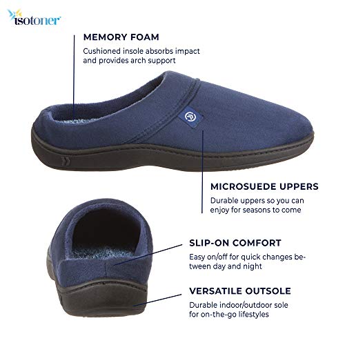 isotoner Men's Open Back Slipper with Memory Foam and Indoor/Outdoor