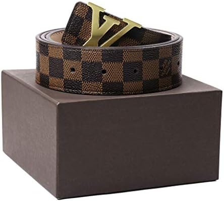 CooCee Leather Belt Golden Metal Buckle for Women Men Casual Business