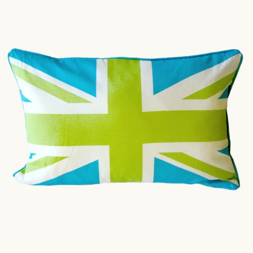 Teal Lime Green Union Jack Filled Cushion 40cm x 60cm Amazon.co.uk