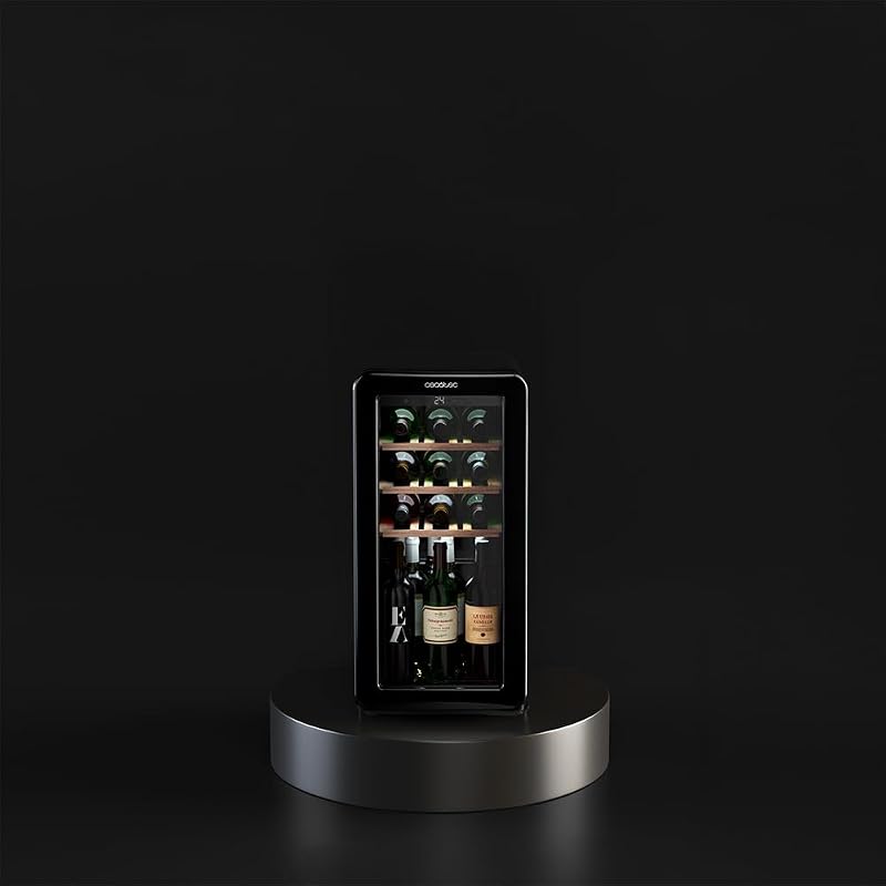 Cave a Vin 18 Bouteilles Bolero GrandSommelier Origin 18 Hit Black. Cave à vin rétro, noir, 18 bouteilles, NoFrost, 5-20 ºC, LED, compresseur, clayettes en bois