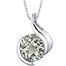 PEORA Green Amethyst Open Bezel Wave Pendant Necklace for Women 925 Sterling Silver, Natural Gemstone, 1.75 Carats Round Shape 8mm, with 18 inch Chain