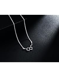 Rosa Vila, collar con molécula de serotonina, transmisor de la felicidad, para amantes de la ciencia, graduación de la escuela secundaria, cadena de 19", aleación