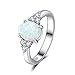 Haluoo Sterling Silver Ring Oval Lab Round Opal Engagement Promise Band Ring White Sapphire Halo Diamond Wedding Rings Women Jewelry Gift (6, Silver)thumb 1