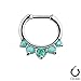 1 - Green Five Pronged Opal Princess Septum Clicker 316L Surgical Steel Rings F67