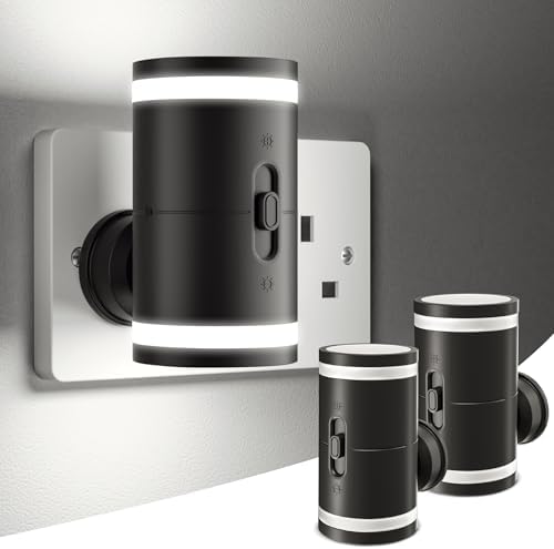 Night Light Plug in Wall, Vintage NightLights with Dusk to Dawn Sensor 2 Pack, Adjustable Brightness 5-120LM, Cool White 6000K, Dimmable Night Light Hallway Bedroom Stair Bathroom