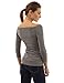 PattyBoutik Women's Off Shoulder Ruched 3/4 Sleeve Top (Gray S)