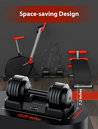 Adjustable Dumbbell, 15-55 lbs Adjustable Dumbbell Set w/ Anti-Slip Handle, Single Adjustable Dumbbell for Exercises, Home Workout Equipment, Full Body Strength Training and Muscle Building, Men/Women