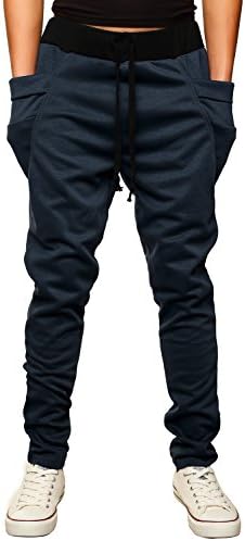 HEMOON Mens Jogging Pants Tracksuit Bottoms Training Running Trousers Navy 32