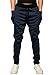 HEMOON Men's Jogging Pants Tracksuit Training Running Trousers Navy M