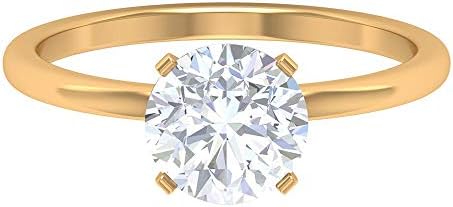 ラウンドブリリアントカット 1 67カラットソリティアモアッサナイト婚約指輪 4プロングセットホワイトジェムストーン結婚記念日リング アールデコブライダル女性用リングギフト 10k イエローゴールド Size 19 Innhs Edu Ph