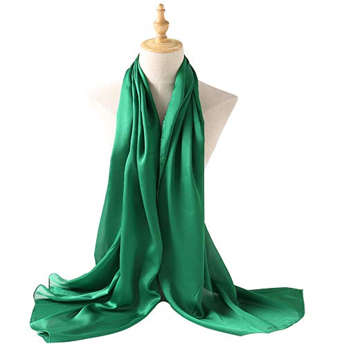Bellonesc Silk Scarf 100% silk Long Lightweight Sunscreen Shawls for Women (fresh green)