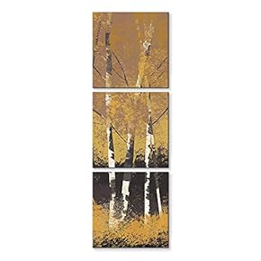 3 Panel Canvas Wall Art Birch Woods Pictures Home Wall Decorations for Bedroom Living Room Paintings Canvas Prints Framed - 12"x12"x3 Panels