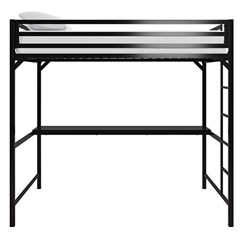 DHP Miles Metal Full Loft Bed with Desk, Black The Home Kitchen Store