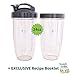 TWO Cups for NUTRIBULLET 24 oz. Tall with Flip Top & Lip Ring + EXCLUSIVE RECIPE Booklet by Nutri Flow - Colossal NutriBullet Cup for Nutri-Bullet 600 and Nutri Bullet 900 W