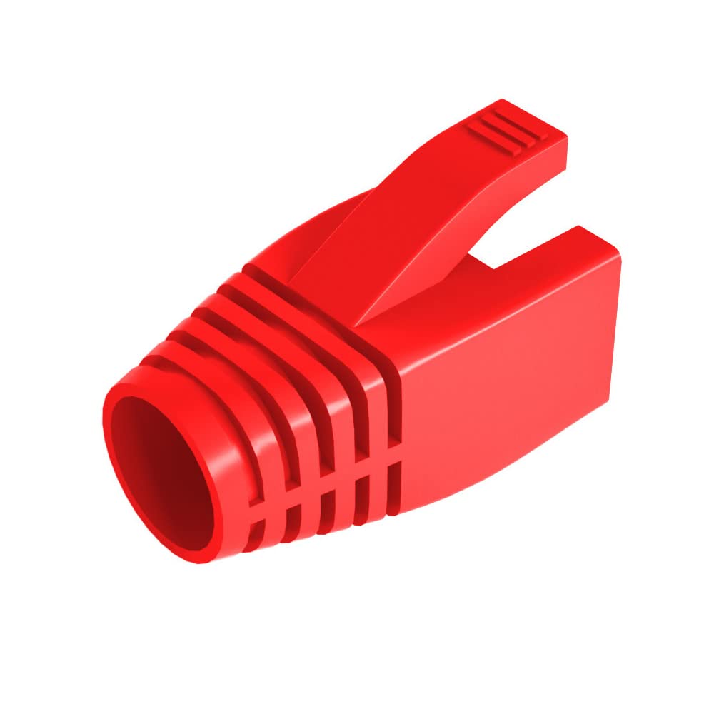 VIVOCH 50 Pcs Cat6 Cat6A Cat7 Strain Relief Boot, RJ45 Plug Connector Cover Modular Network Plug Connector Cap Cable Connector Boots, Red — image 1