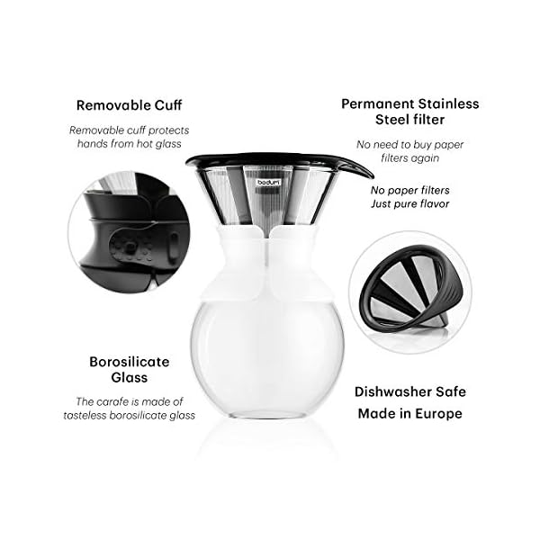 Bodum Pour Over Coffee Maker with Permanent Filter, 1 Liter, 34 Ounce